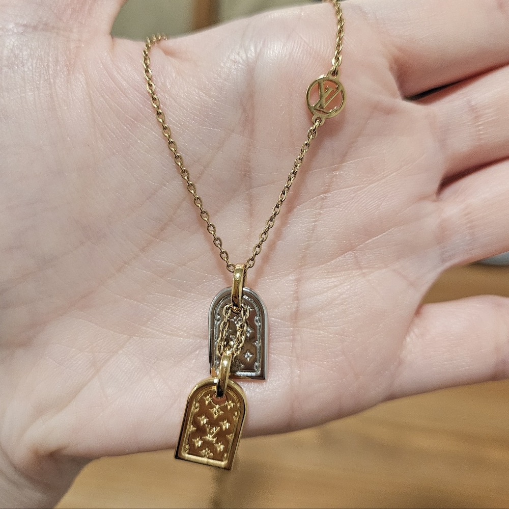 Louis Vuitton Gold and Silver Nanogram Pendant Necklace